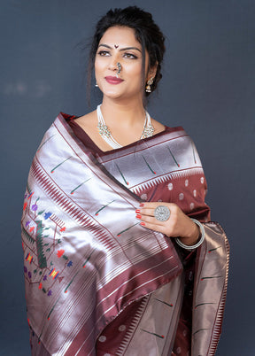 Maroon Dupion Silk Saree With Blouse Piece - Indian Silk House Agencies