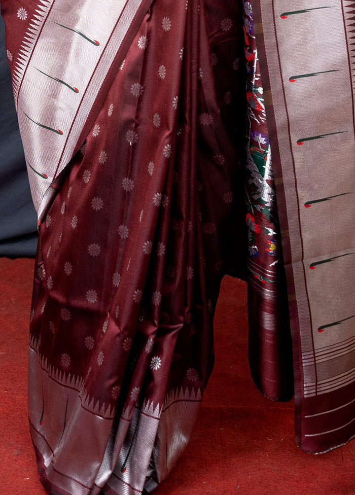 Maroon Dupion Silk Saree With Blouse Piece - Indian Silk House Agencies