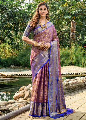 Purple Dupion Silk Saree With Blouse Piece - Indian Silk House Agencies