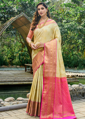 Beige Dupion Silk Saree With Blouse Piece - Indian Silk House Agencies