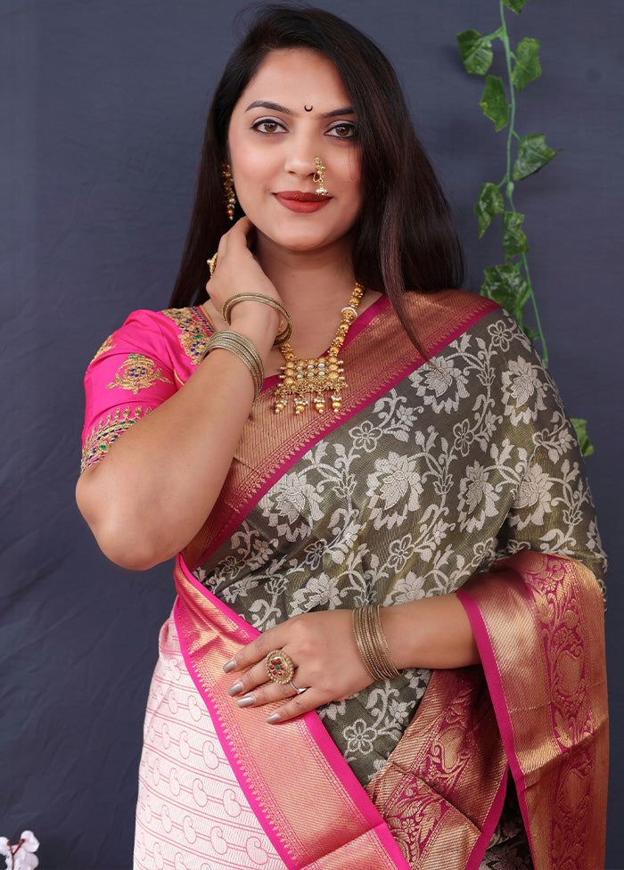 Mehendi Silk Saree With Blouse Piece - Indian Silk House Agencies
