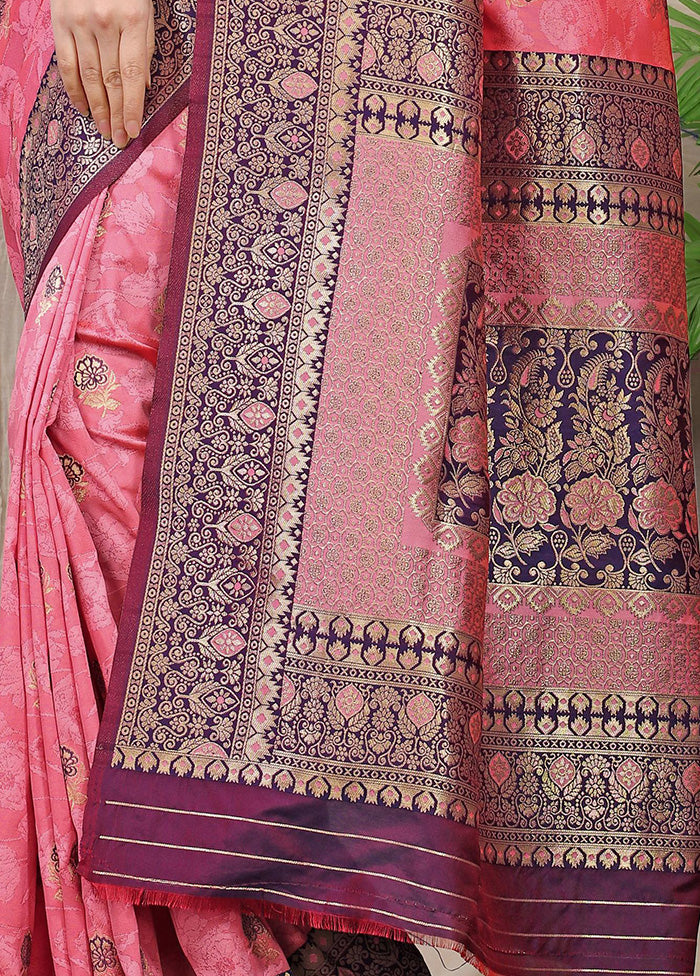 Baby Pink Dupion Silk Saree With Blouse Piece - Indian Silk House Agencies