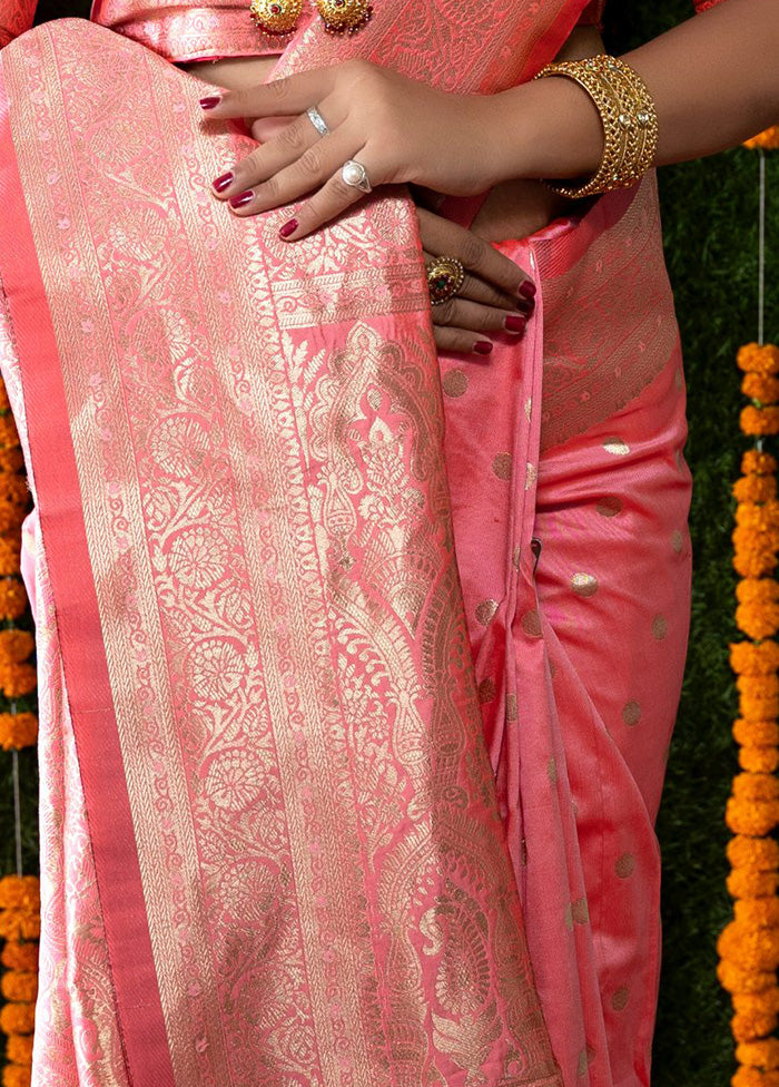 Baby Pink Dupion Silk Saree With Blouse Piece - Indian Silk House Agencies