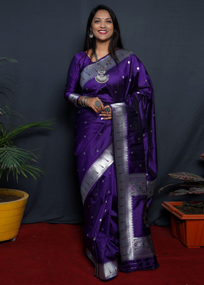 Purple Dupion Silk Saree With Blouse Piece - Indian Silk House Agencies