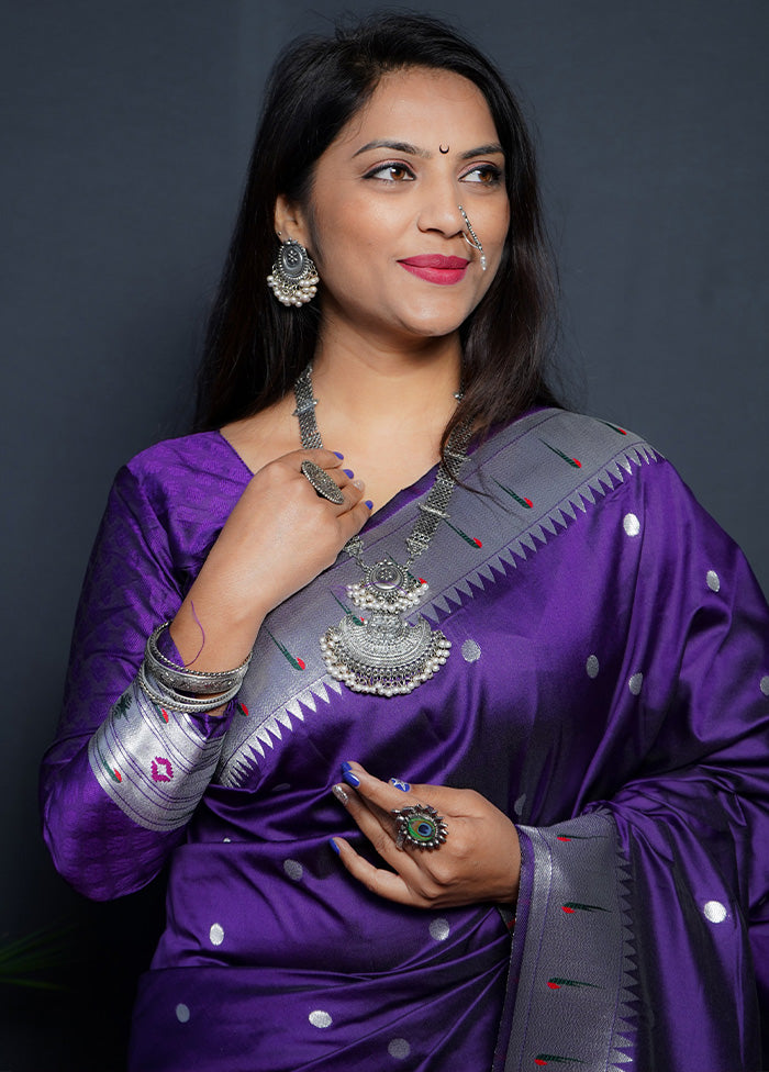 Purple Dupion Silk Saree With Blouse Piece - Indian Silk House Agencies