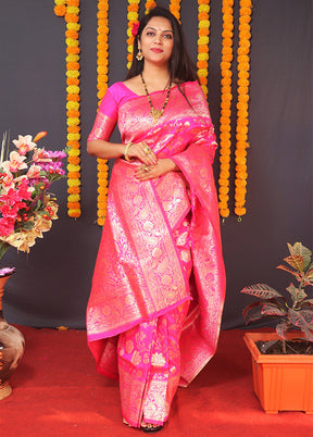 Pink Dupion Silk Saree With Blouse Piece - Indian Silk House Agencies