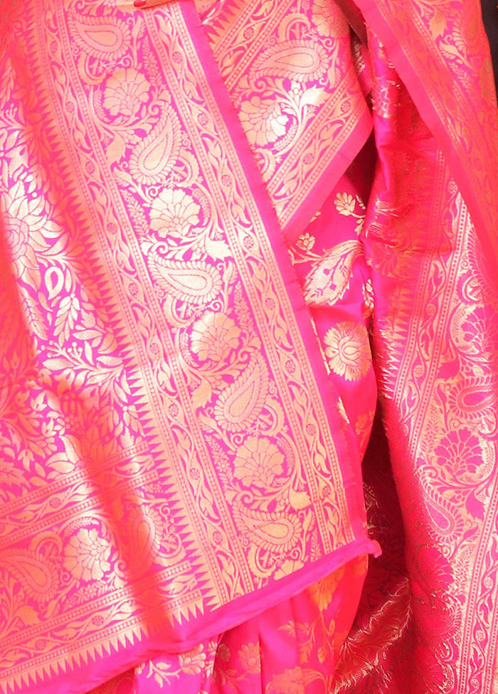 Pink Dupion Silk Saree With Blouse Piece - Indian Silk House Agencies