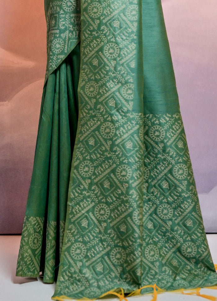 Sea Green Dupion Silk Saree With Blouse Piece - Indian Silk House Agencies