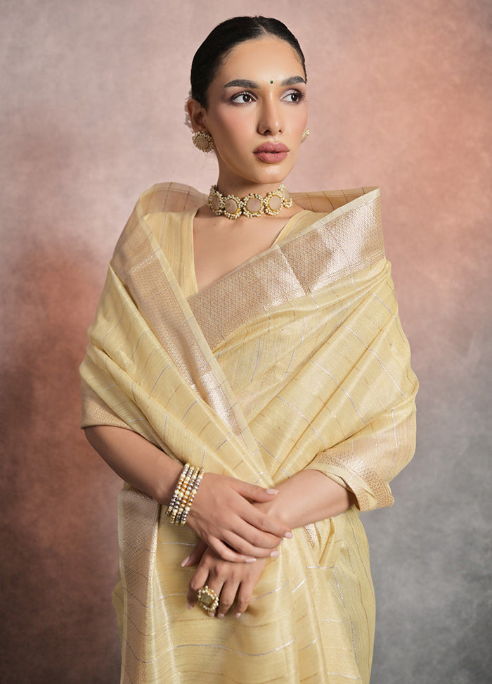 Yellow Silk Saree With Blouse Piece - Indian Silk House Agencies