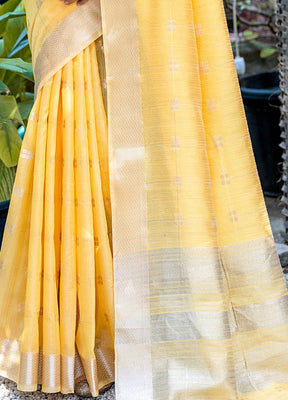 Yellow Cotton Saree With Blouse Piece - Indian Silk House Agencies