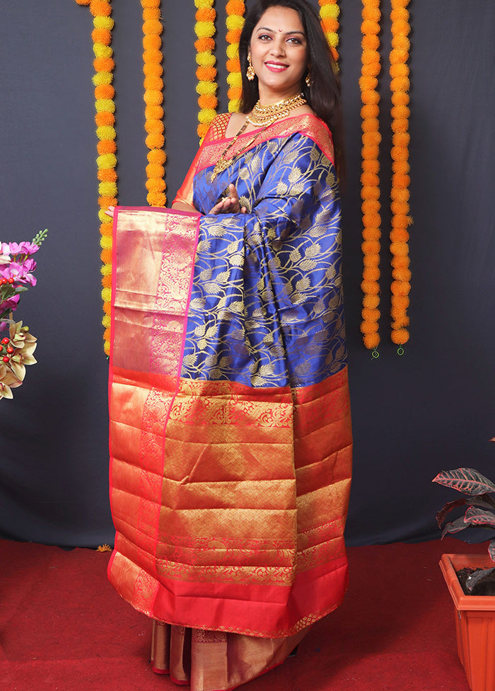 Blue Spun Silk Saree With Blouse Piece - Indian Silk House Agencies