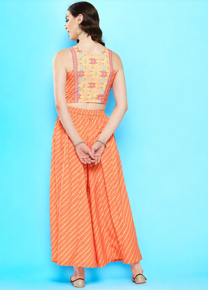 2 Pc Orange Readymade Silk Top Set