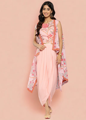 3 Pc Pink Readymade Georgette Top Set