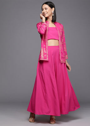 3 Pc Pink Readymade Silk Tunic Set