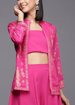 3 Pc Pink Readymade Silk Tunic Set