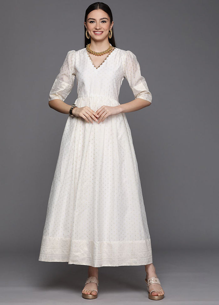 Off White Readymade Polyester Indian Dress - Indian Silk House Agencies