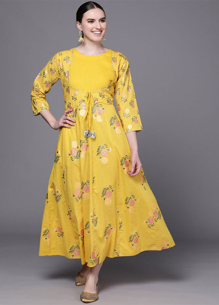 Yellow Readymade Cotton Indian Dress