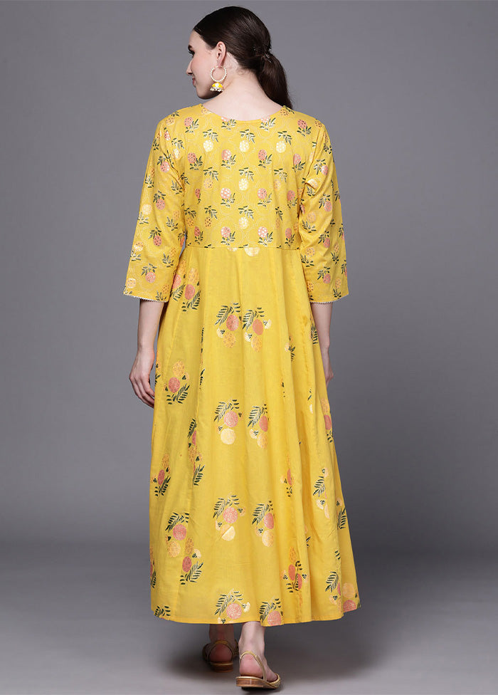 Yellow Readymade Cotton Indian Dress