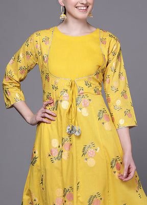 Yellow Readymade Cotton Indian Dress