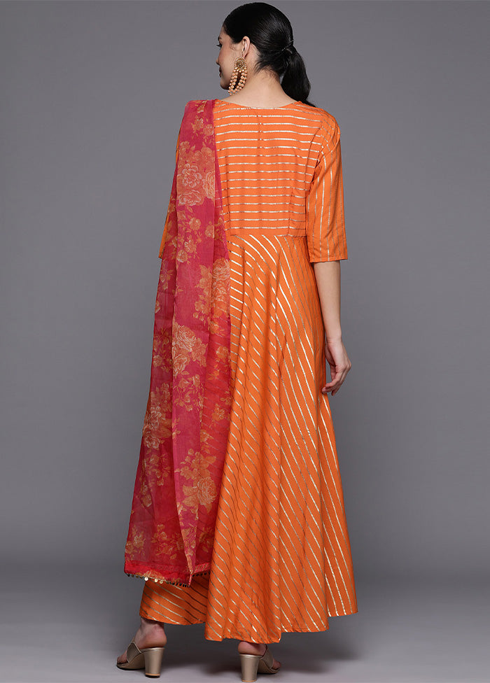 Orange Readymade Silk Indian Dress