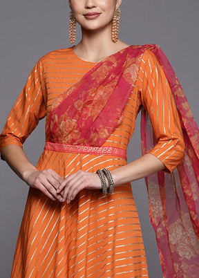 Orange Readymade Silk Indian Dress