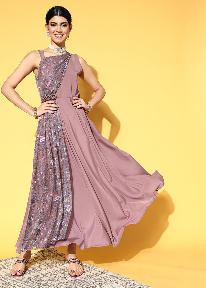 Mauve Readymade Silk Indian Dress - Indian Silk House Agencies
