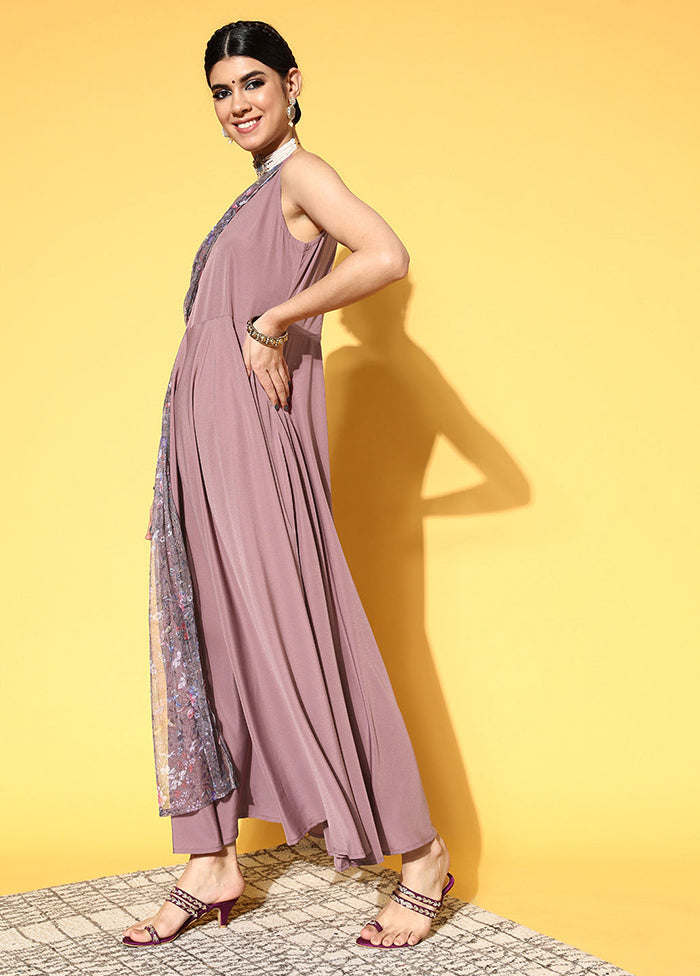 Mauve Readymade Silk Indian Dress - Indian Silk House Agencies