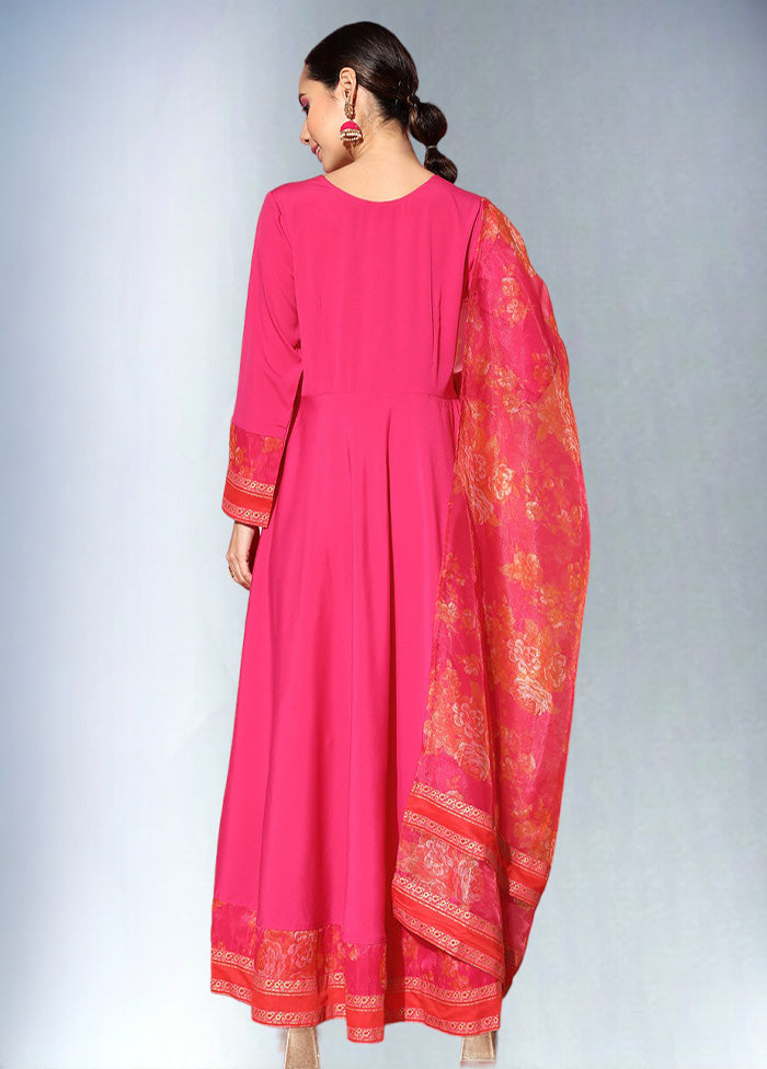 Pink Readymade Silk Indian Dress