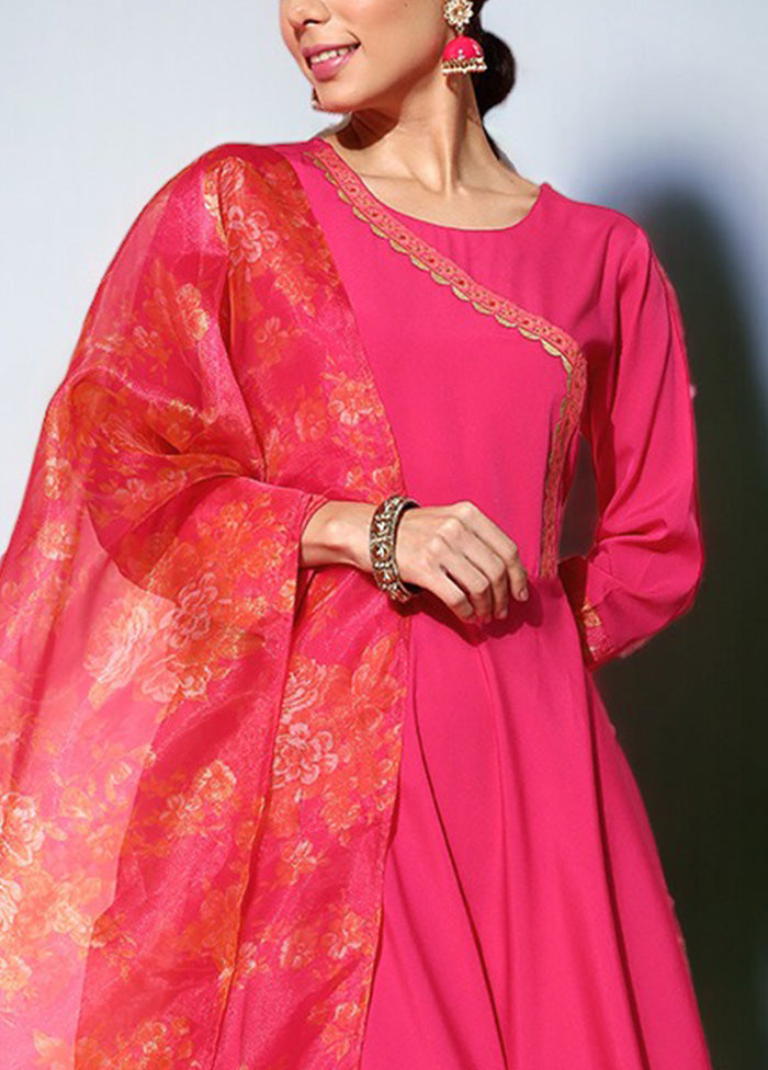 Pink Readymade Silk Indian Dress