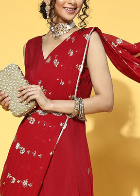 Maroon Readymade Polyester Indian Dress