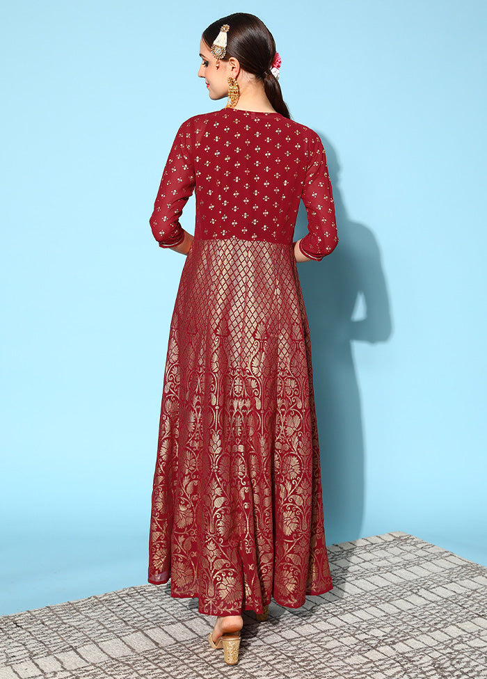 Maroon Readymade Georgette Indian Dress