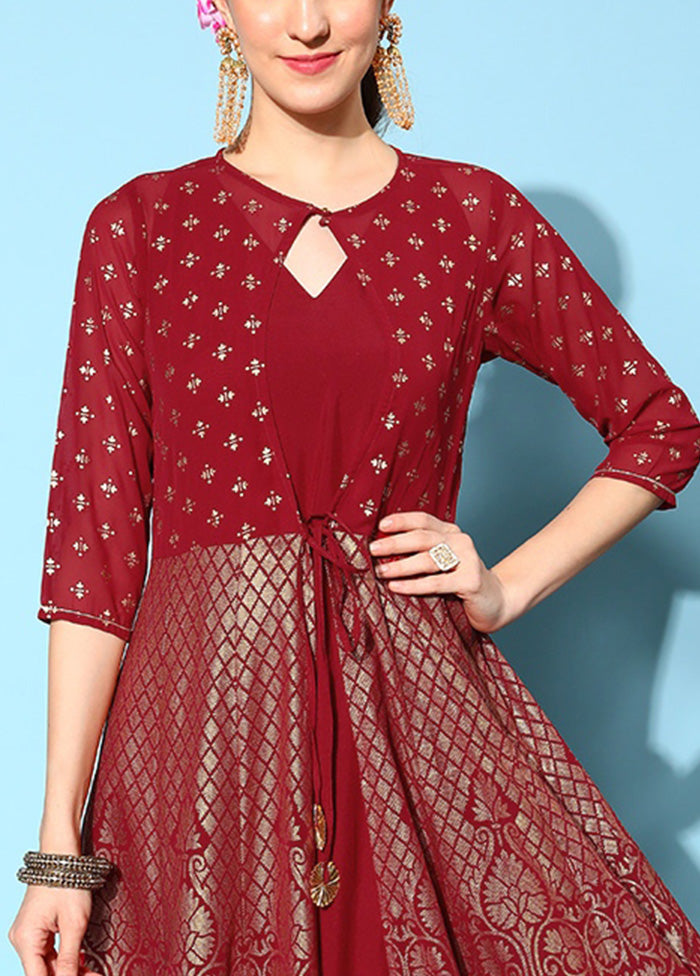 Maroon Readymade Georgette Indian Dress