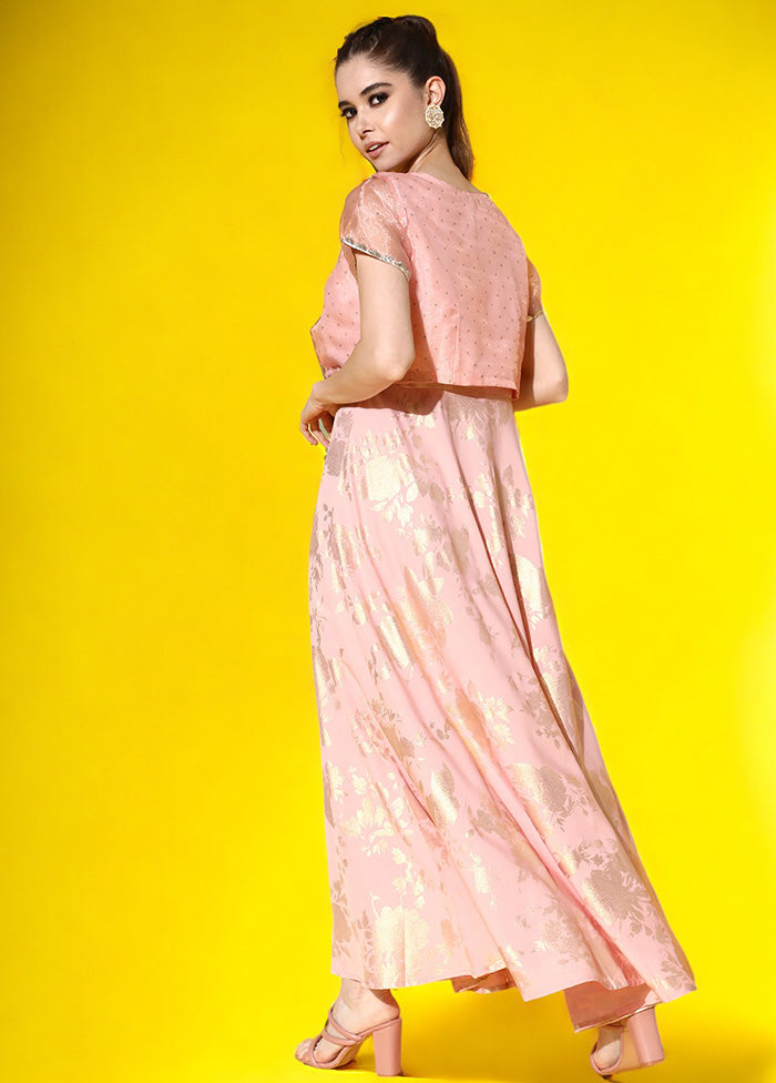 Pink Readymade Silk Indian Dress