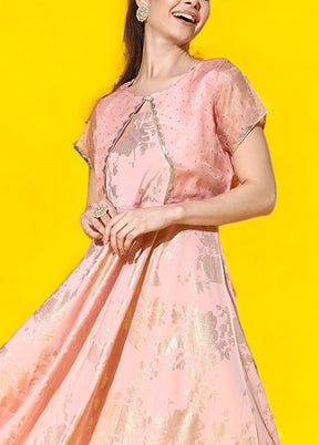 Pink Readymade Silk Indian Dress