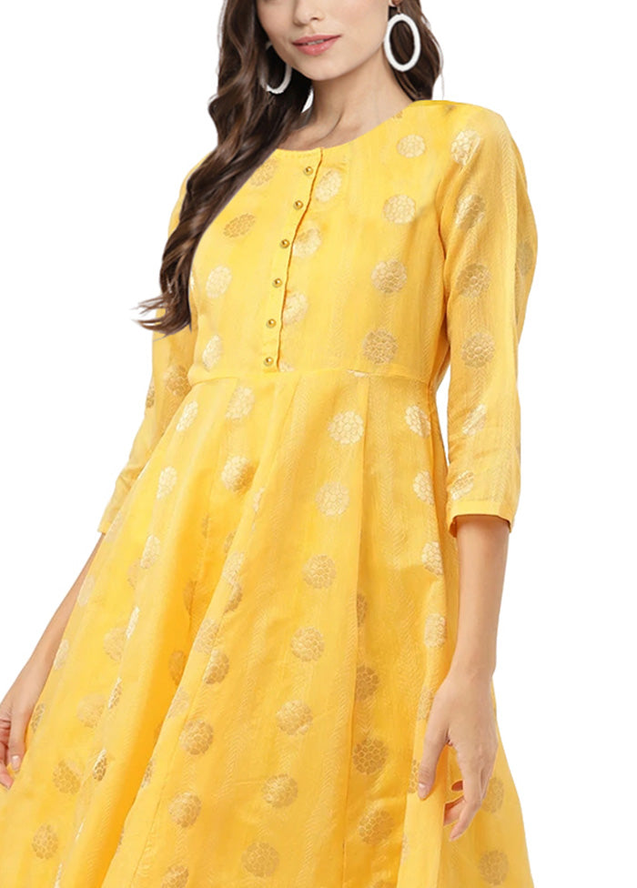 Yellow Readymade Chanderi Kurti