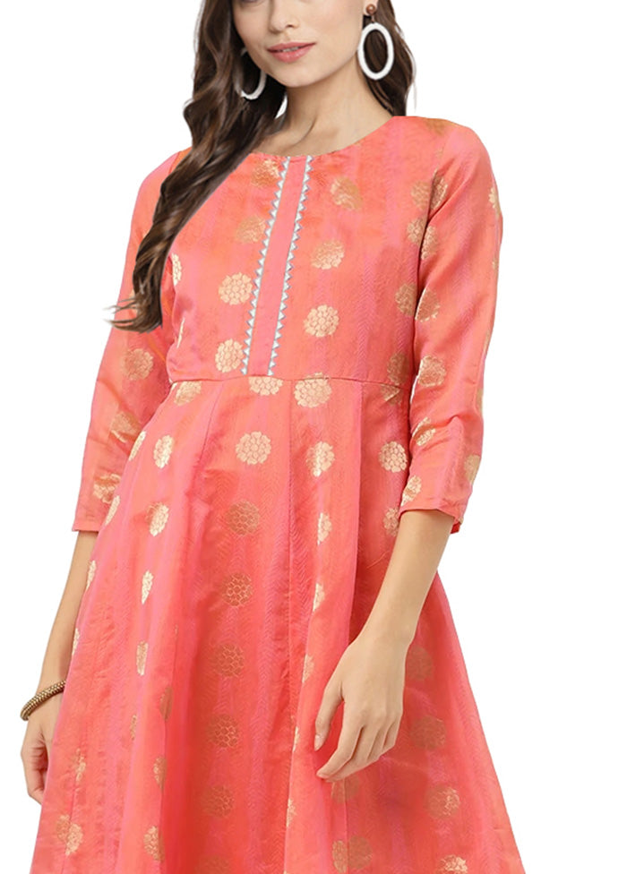 Pink Readymade Chanderi Kurti