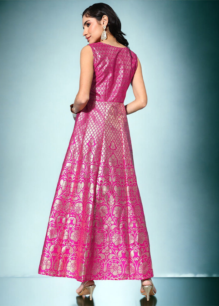 Pink Readymade Silk Indian Dress