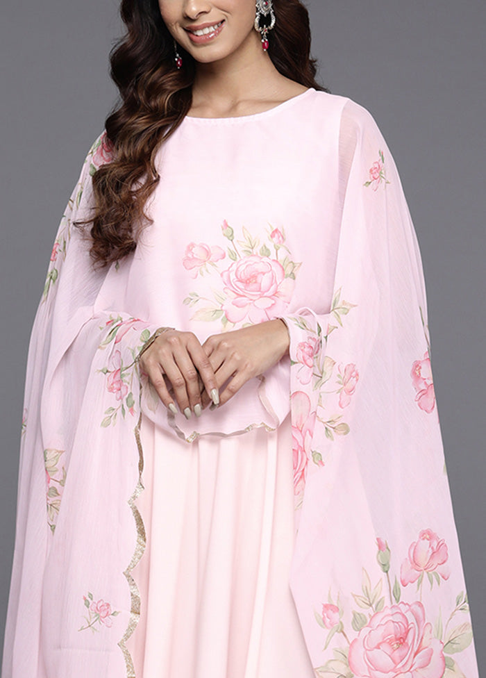 Pink Readymade Silk Indian Dress