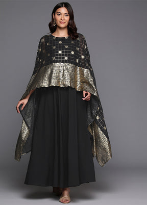 Black Readymade Polyester Indian Dress