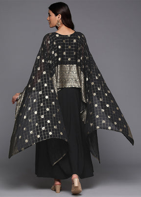 Black Readymade Polyester Indian Dress