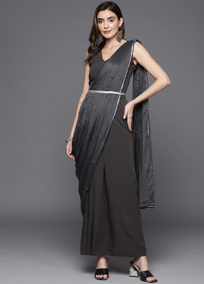 Grey Readymade Silk Indian Dress