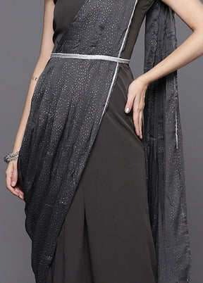 Grey Readymade Silk Indian Dress