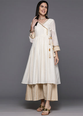 Off White Readymade Chanderi Indian Dress