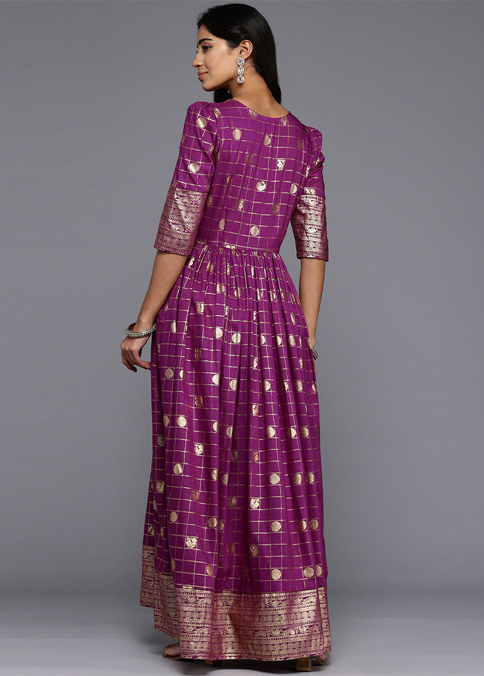 Purple Readymade Silk Indian Dress