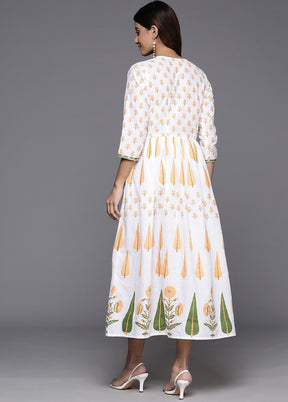 White Readymade Cotton Indian Dress