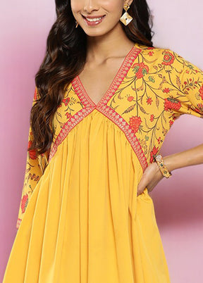 Mustard Readymade Silk Indian Dress