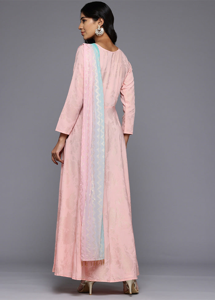 Pink Readymade Polyester Indian Dress