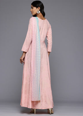 Pink Readymade Polyester Indian Dress