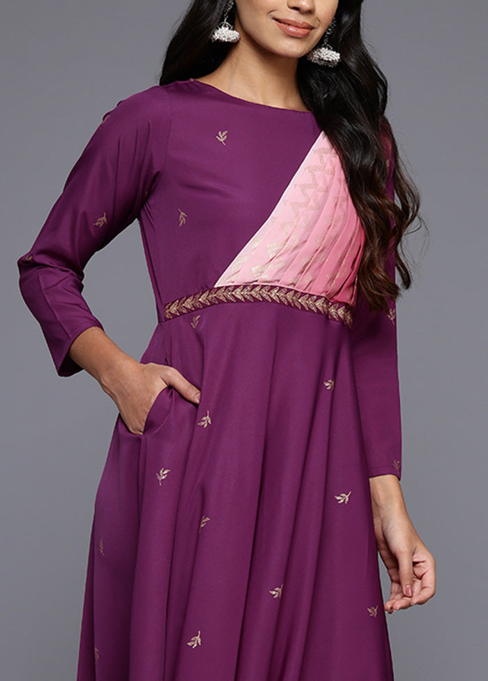 Purple Readymade Polyester Indian Dress