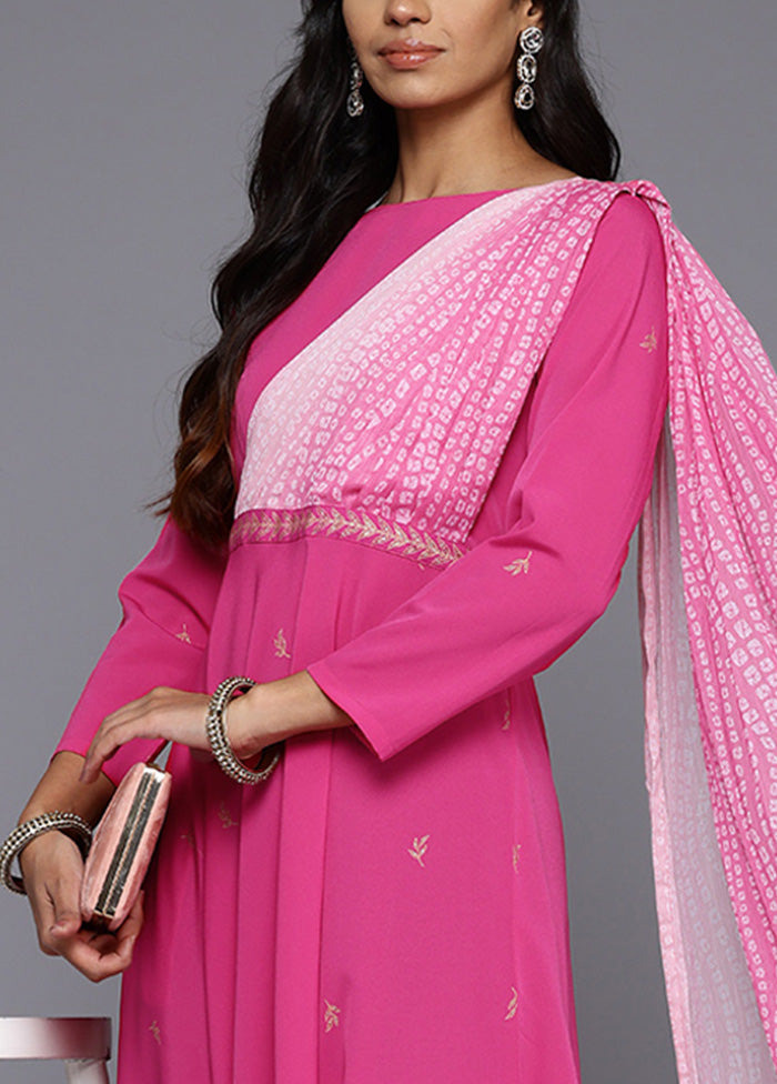 Pink Readymade Polyester Indian Dress